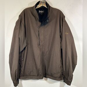 FJ FOOTJOY DRYJOYS MENS GOLF JACKET LARGE BROWN BLACK HOINDSTOOTH WINDBREAKER